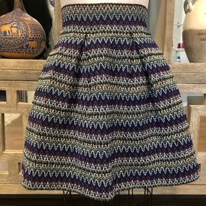 Blue A-line Woven Flare Miniskirt